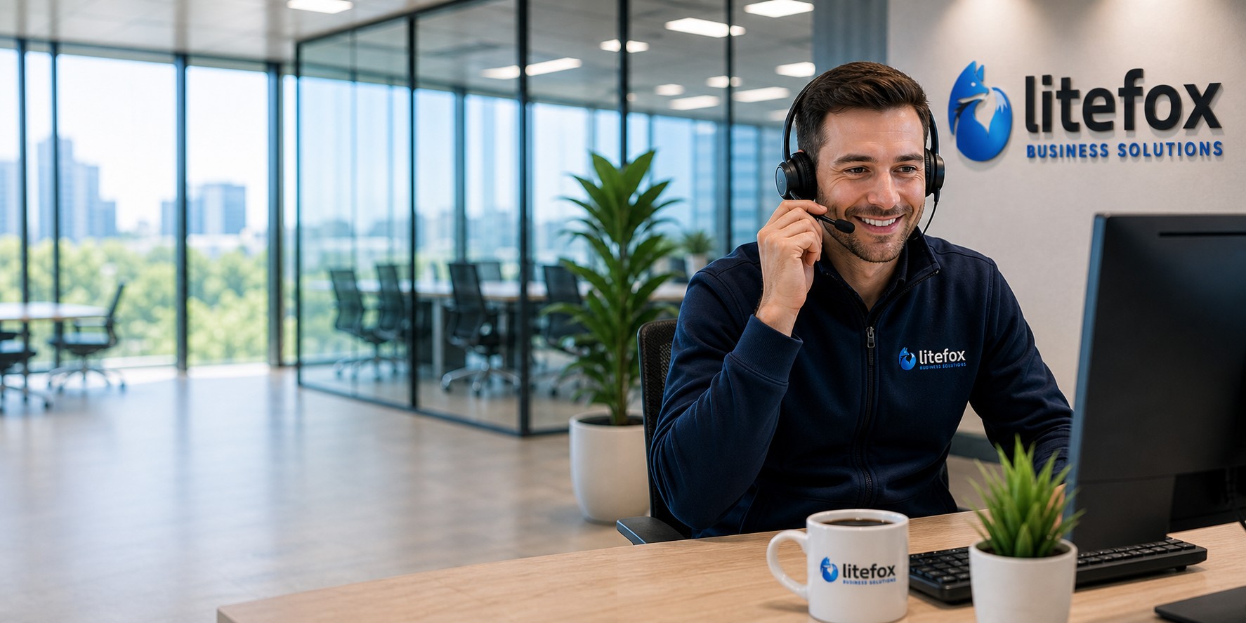 Litefox support advisor helping a customer by phone