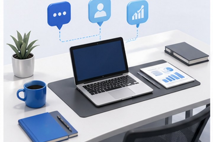 Professional services team using business technology
