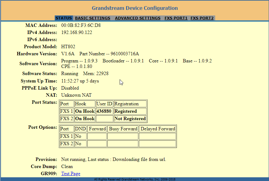 grandstream interface